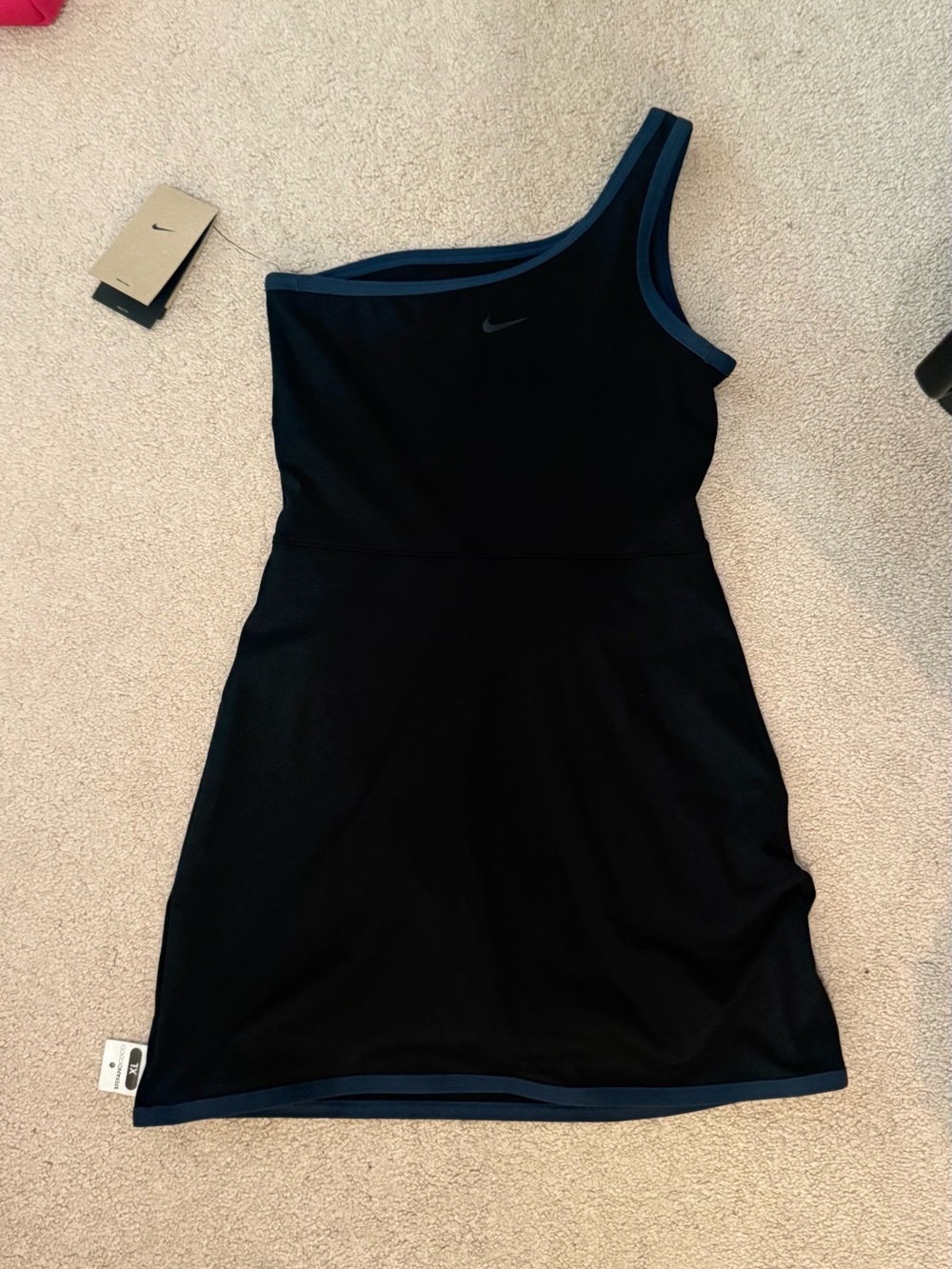 Nike Black One-Shoulder Dress with Navy Trim
